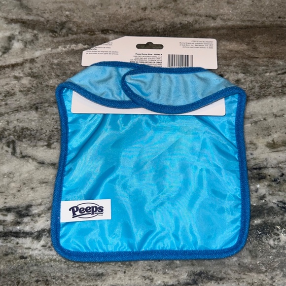 PEEPS Baby Bunny Rabbit BLUE Set Includes Baby Bib and Teether NEW - Picture 4 of 6